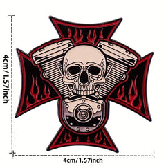 Engine Skull Brooch Cross Badge for Men