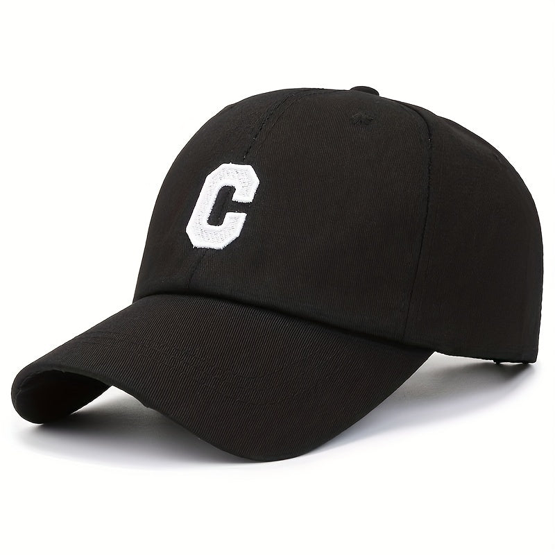 C Label Baseball Cap Cotton Solid Adjustable Sports Hat Outdoor Sunscree