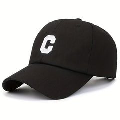 C Label Baseball Cap Cotton Solid Adjustable Sports Hat Outdoor Sunscree