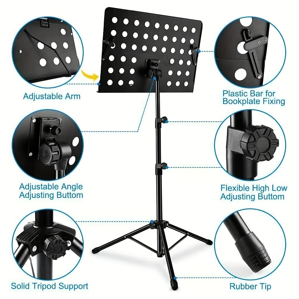 Portable Collapsible Sheet Music Stand with Carrying Bag
