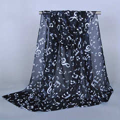 Musical Note Print Chiffon Scarf Solid Shawl