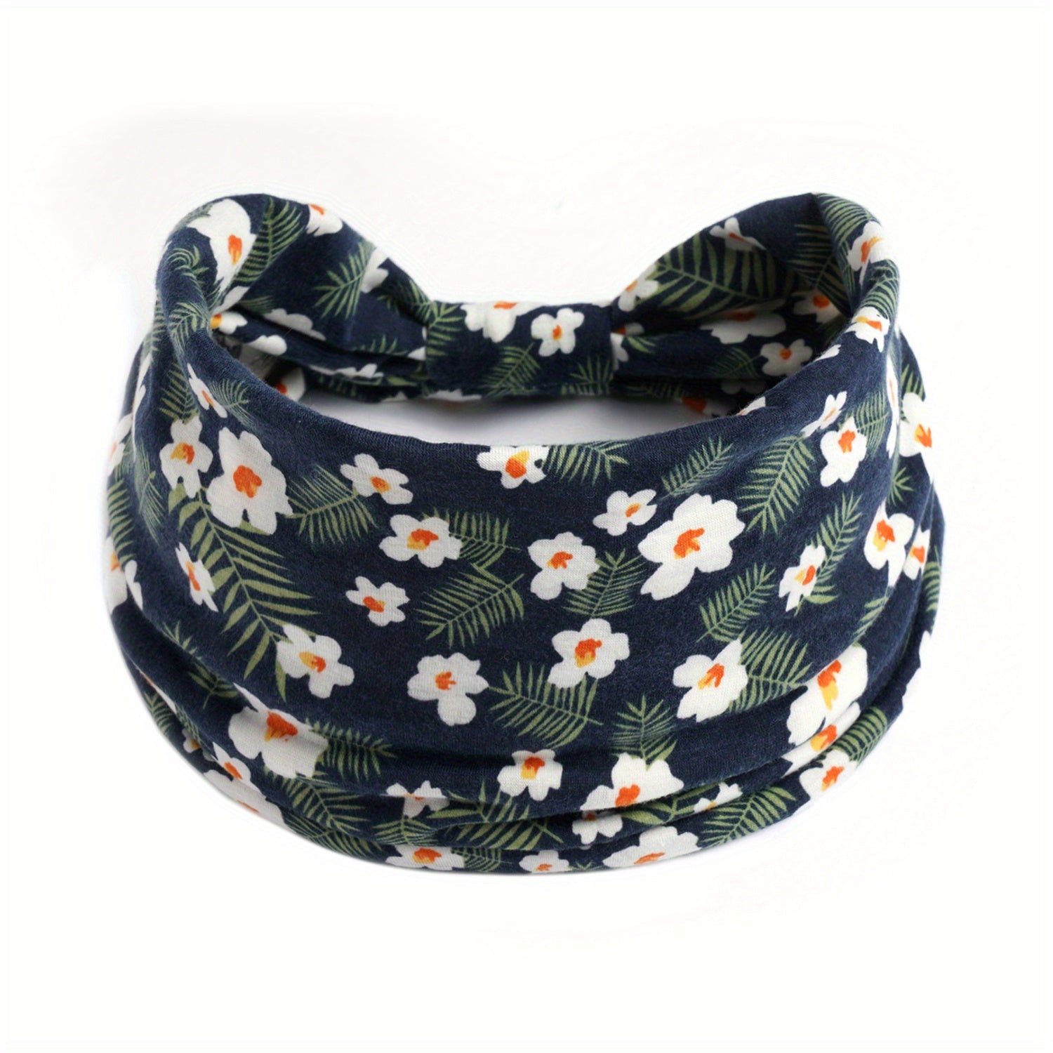 Floral Print Criss Cross Headband Wide Elastic Head Hoop Sweatband