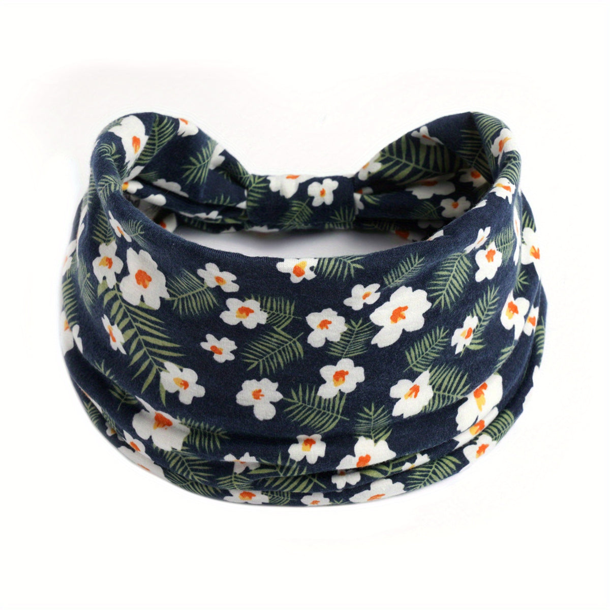 Floral Print Criss Cross Headband Wide Elastic Head Hoop Sweatband
