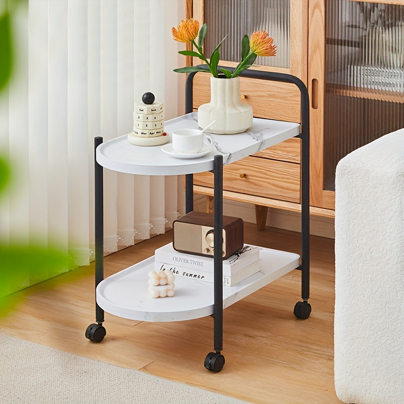 Small Coffee Table Sofa Side Rack Shelf with Wheels
