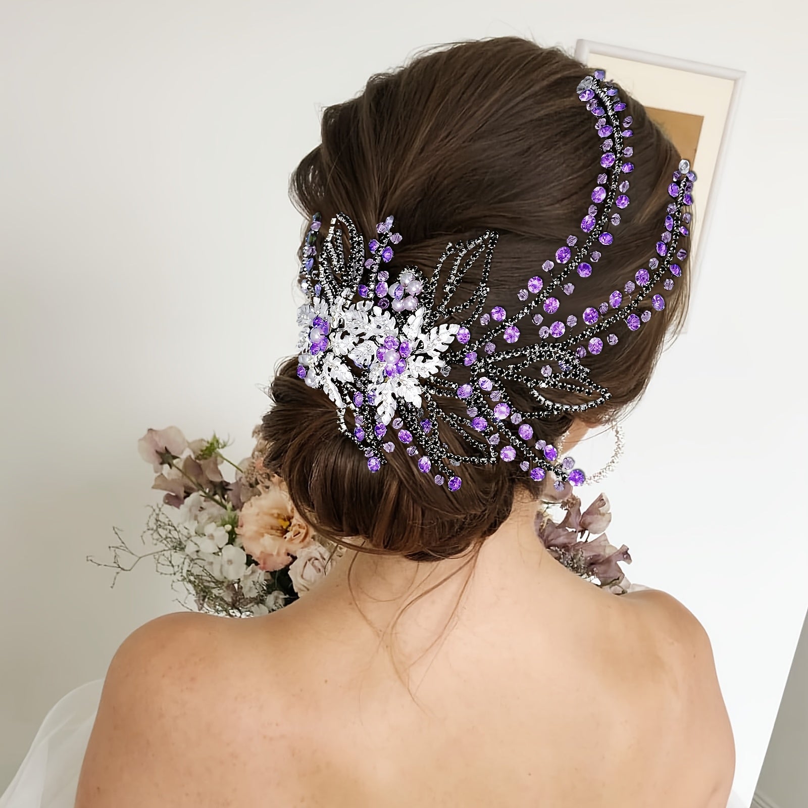 Purple Rhinestone Bridal Hair Accessory for Wedding HP254