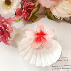Frangipani Shaped Hair Claw Nonslip Ponytail Holder for Women Girls