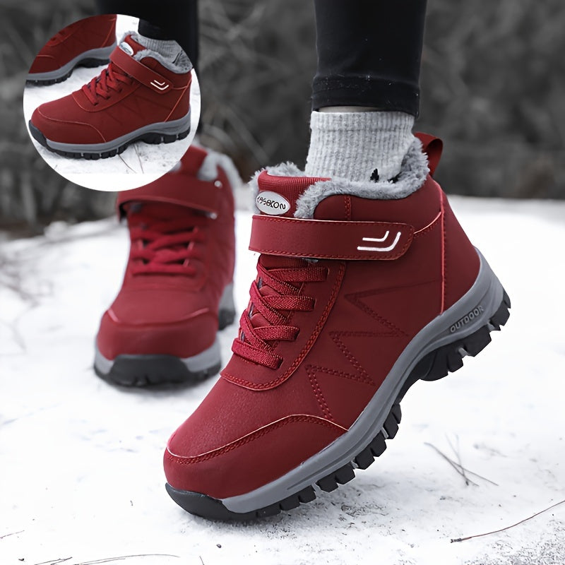 Fur Fleece Lined Snow Boots Waterproof Non Slip High Top Snow Shoes