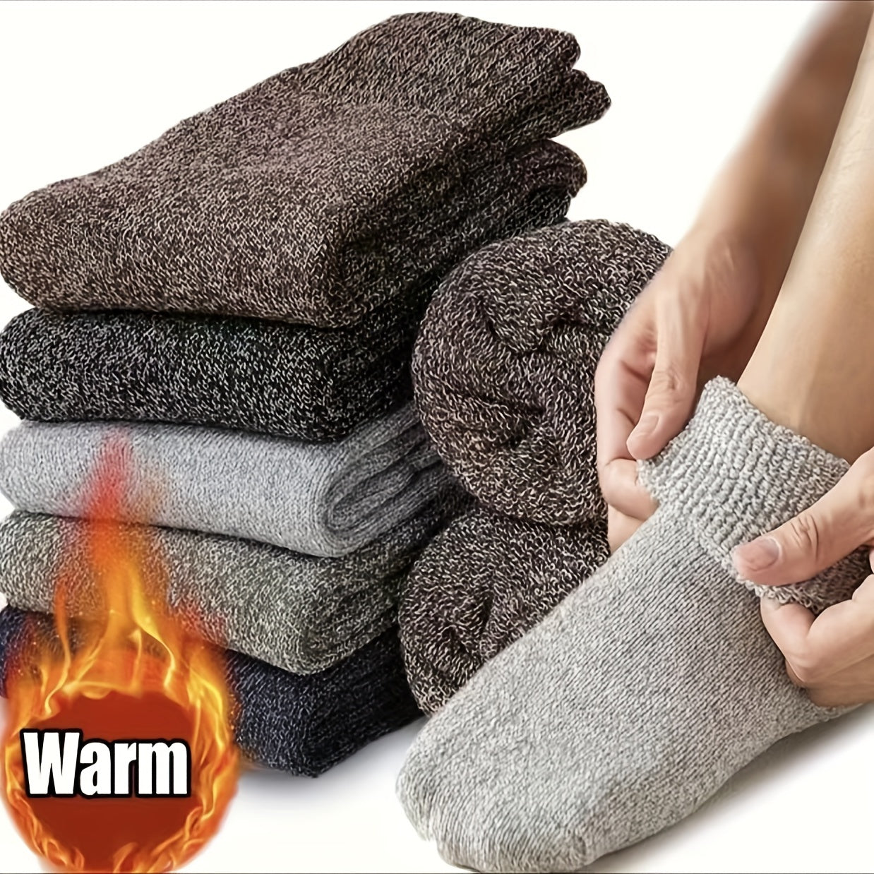 5 Pairs Men's Warm Wool Thicken Cotton Socks