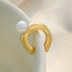 Faux Pearl Decor Ear Cuff Minimalist Style Jewelry