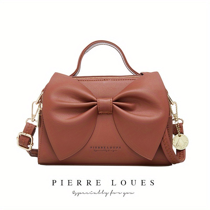 Solid Bowknot Crossbody Satchel Bag