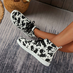 Women's Cow Pattern Slip On Canvas Shoes Lightweight Casual Outdoor Shoes