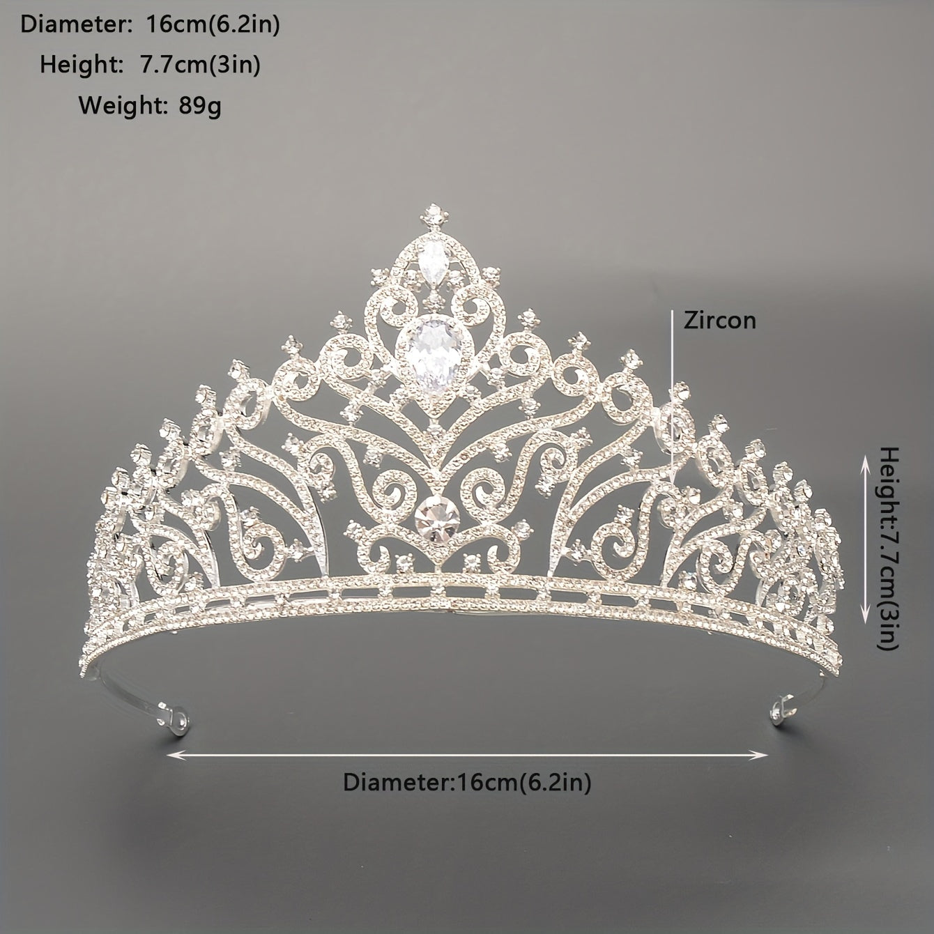 Zircon Bridal Crown Crystal Headband Wedding Headdress