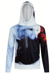 Wolf 3D Print Hoodies Men Graphic Hoodie Kangaroo Pocket Loose Hooded Pullover