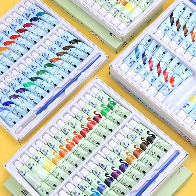 Watercolor Paint Set 12/24 Colors Beginner Painting 5ml Full Coverage