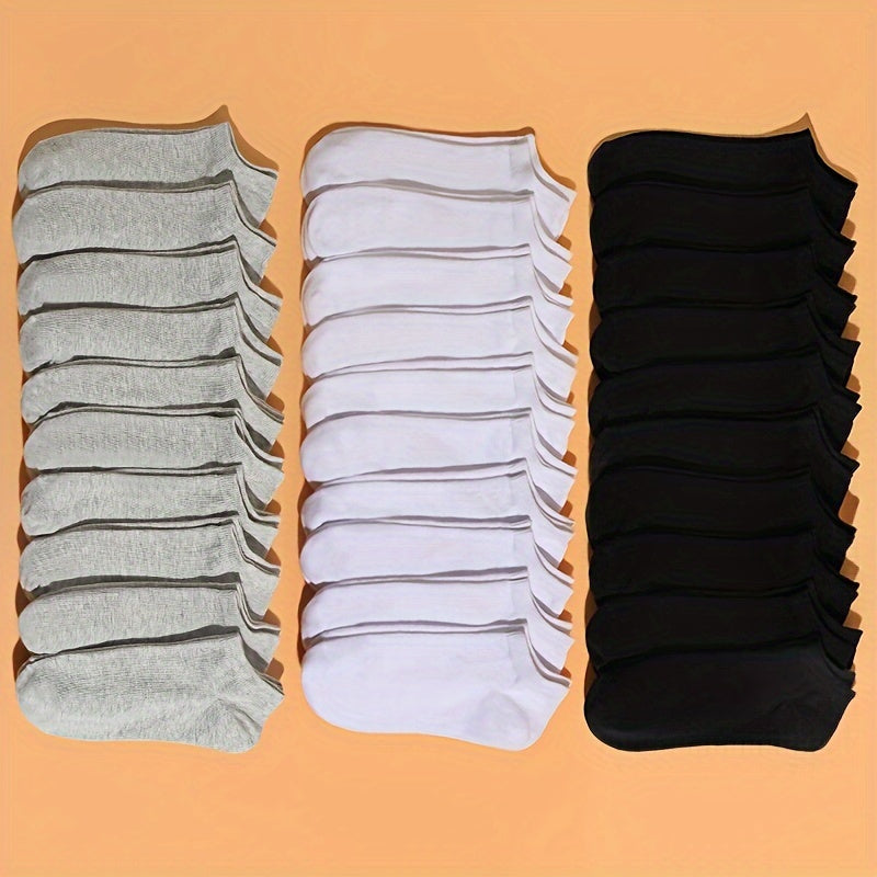 30 Pairs Women's Low Cut Ankle Socks Soft & Lightweight Solid Stockings