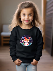 Lovely Kitty In The Snow Crew Neck Sweatshirt