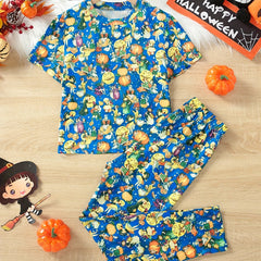 Kids' Pumpkin Witch Pajamas Set Halloween Style PJ Set Girl's