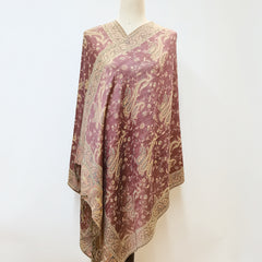 Large Tassel Scarf Rose Pink Paisley Jacquard Vintage Shawl Windproof Wrap