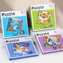 Advanced 3-in-1 Puzzle Book: Ocean Animals, Transportation, Dinosaurs