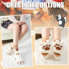 6 Pairs Women's Fuzzy Animal Slipper Socks Cozy Soft Fluffy Warm Socks