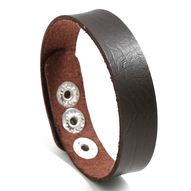Adjustable Leather Bracelet Cuff Wristband