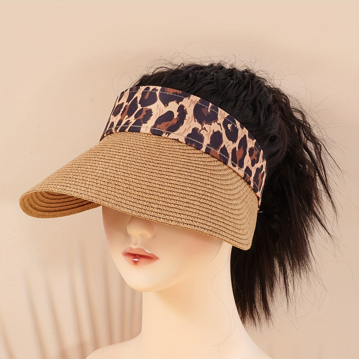Leopard Block Visor Hat Women UV Protection