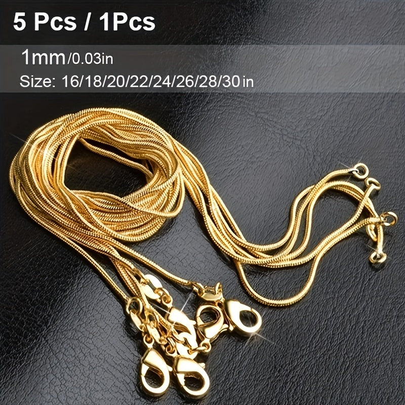 5 Pcs Snake Chain Necklace Wedding Party Jewelry