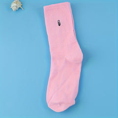 2 Pairs Letter Print Socks Comfy & Breathable Mid Tube Stockings