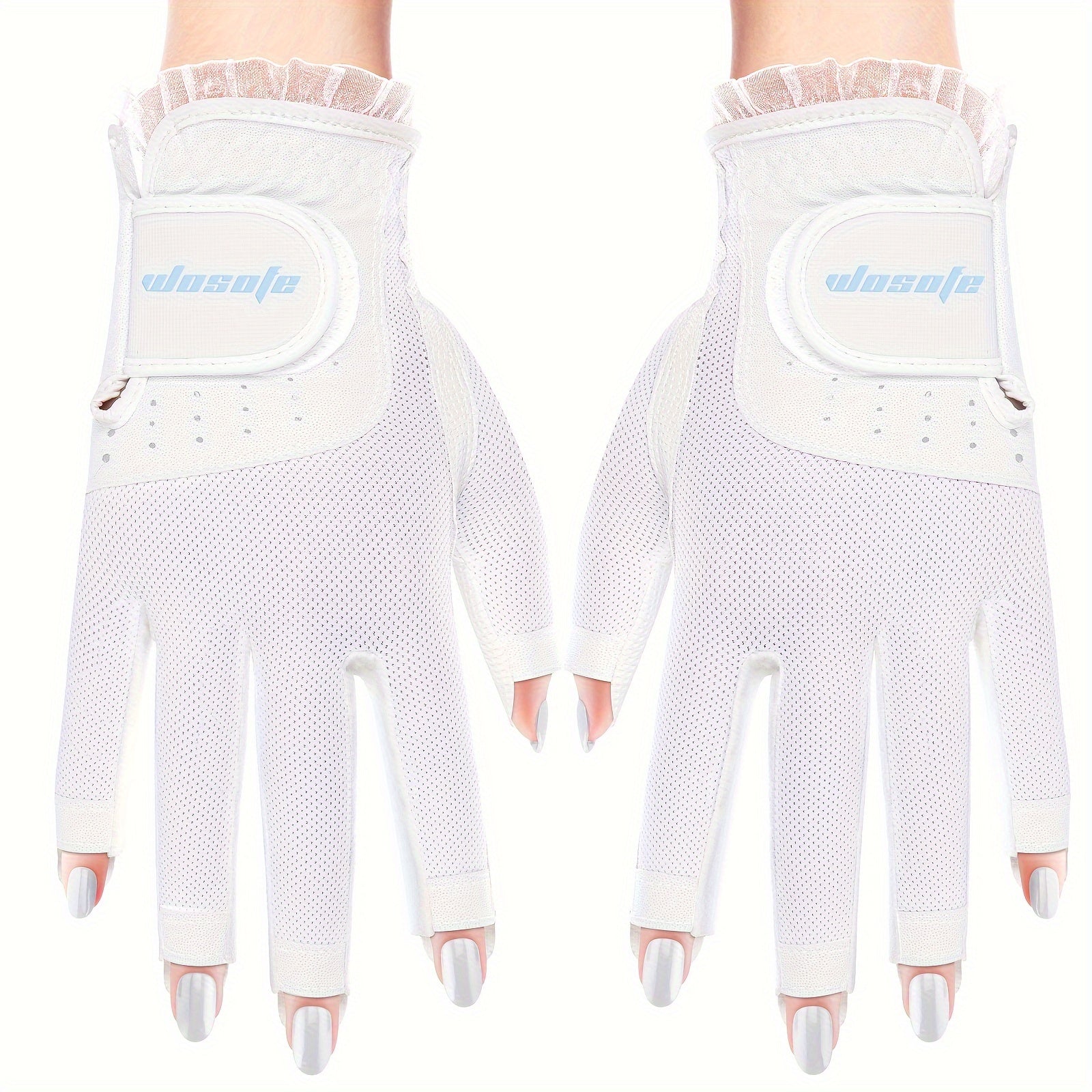 Women's Half Finger Golf Gloves Soft PU Leather Breathable Extra Grip Sport