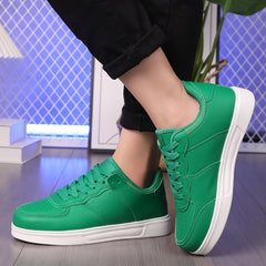 Faux Leather Flat Breathable Skate Shoes Non Slip Casual Sneakers