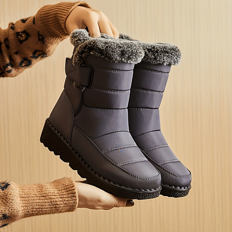 Waterproof Non slip Thickened Medium Tube Snow Boots for Women