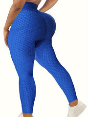 Casual Leggings Women's Plus Solid Honeycomb Pattern Fitness Leggings