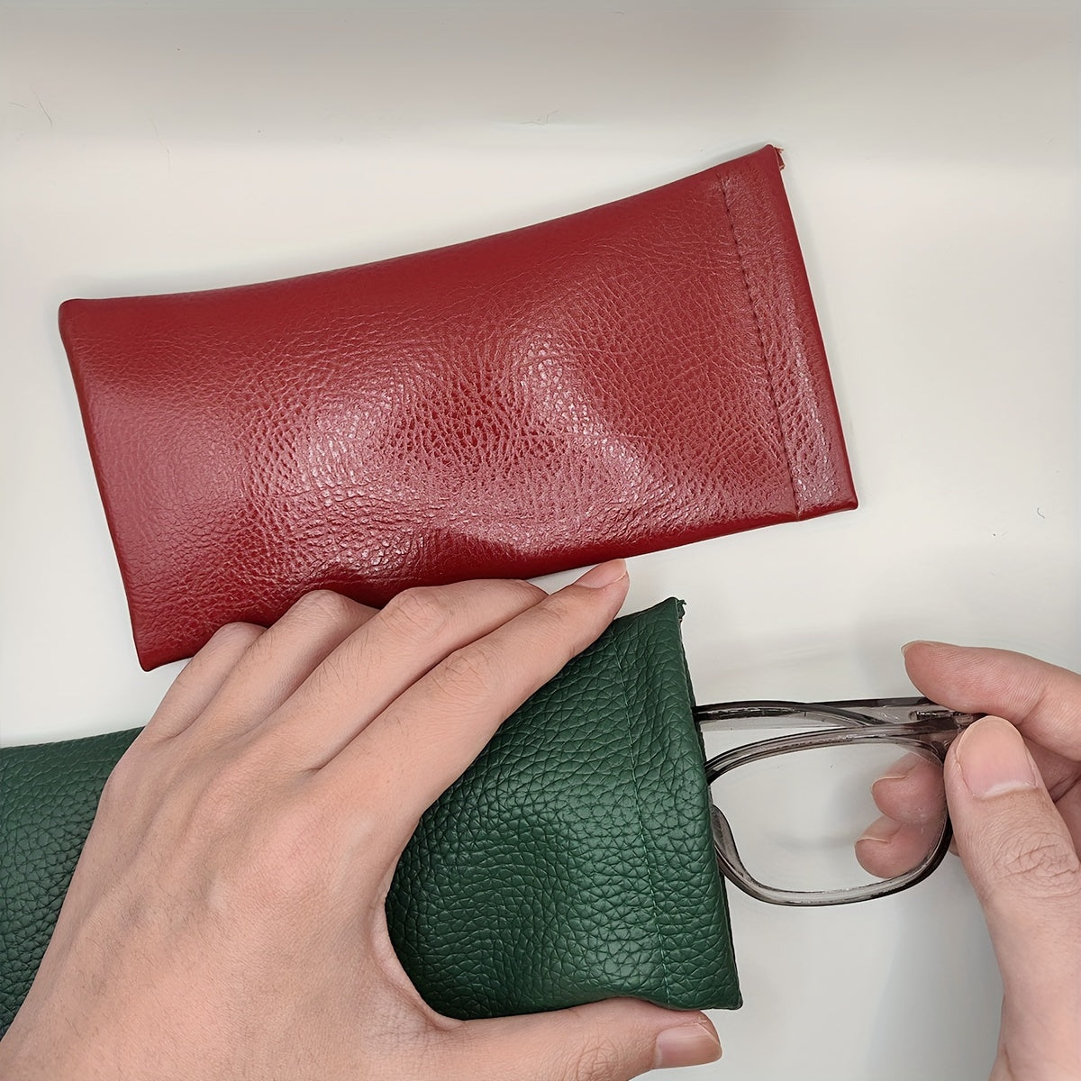 2pcs Christmas Storage Pouch for Sunglasses Keys Accessories - Soft Faux Leather