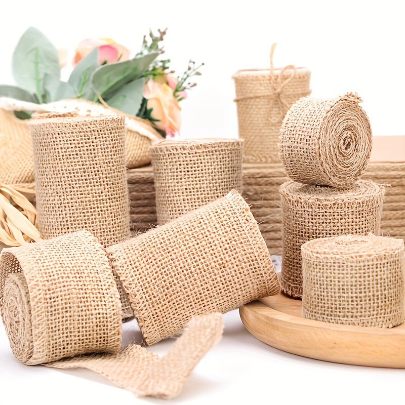 1M Solid Burlap Roll DIY Christmas Wedding Craft Natural Jute Strip
