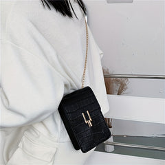 Crocodile Embossed Cell Phone Bag Mini Crossbody Purse