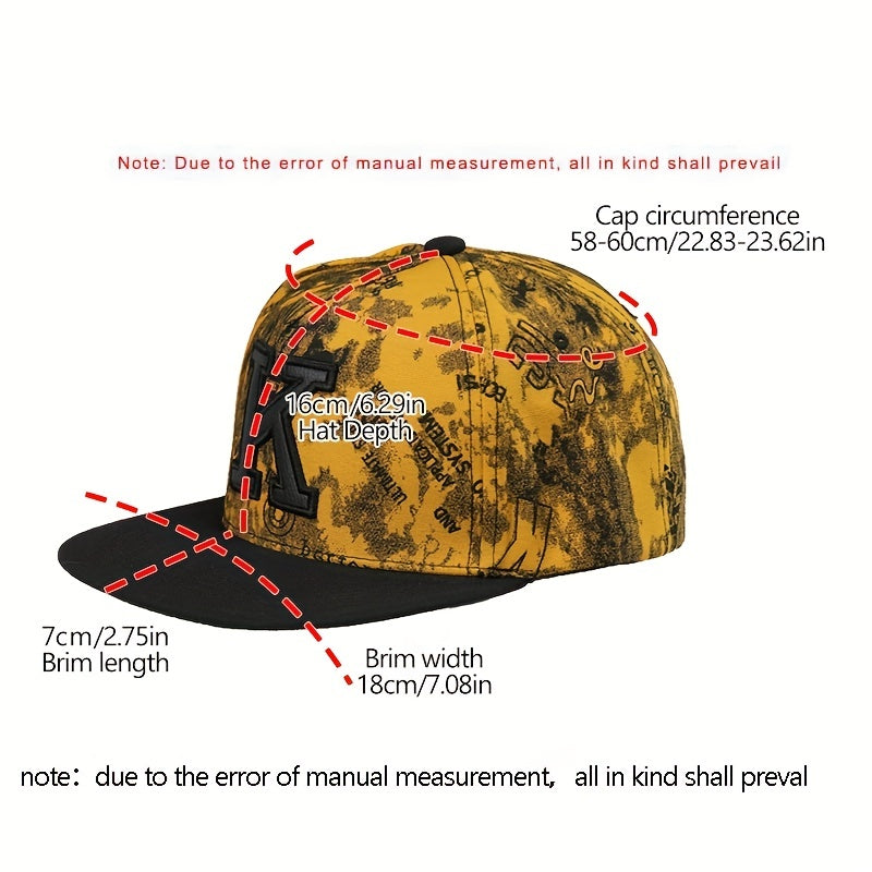 Classic Punk Hip Hop Baseball Cap Vintage Graffiti Print Adjustable Snapback