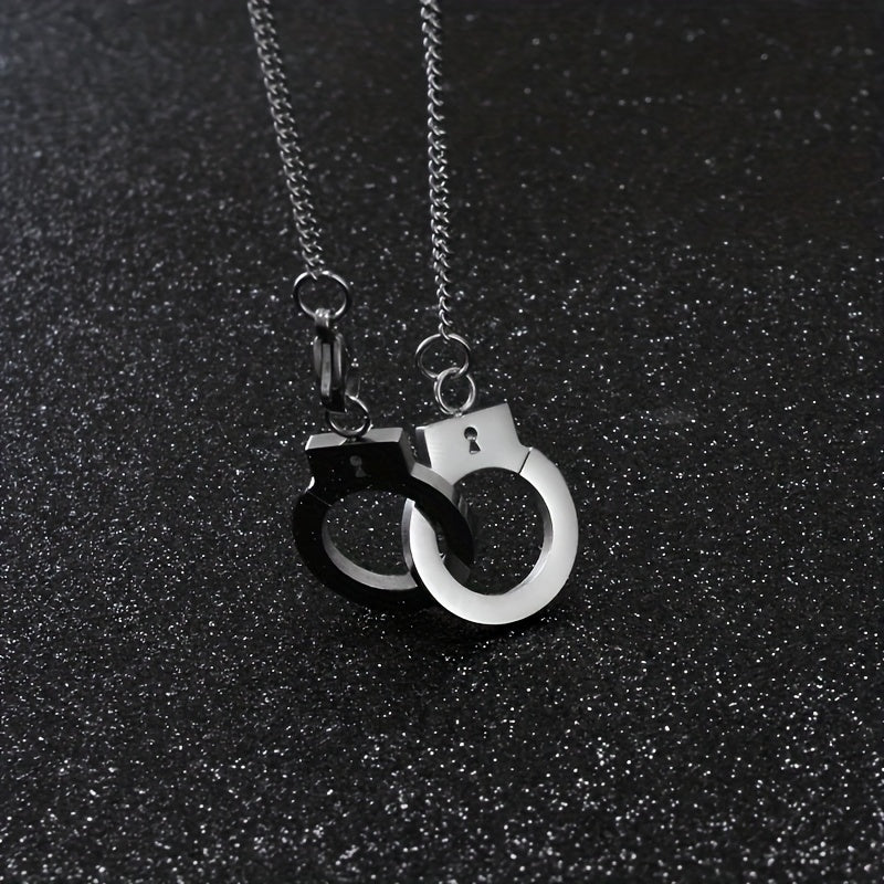 Funky Stainless Steel Handcuff Charm Necklace Men