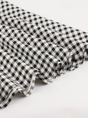  Colorblock Gingham Print Sweetheart Neck A-line Dress