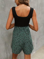 Leopard Print Splicing Rompers Women's Clothing