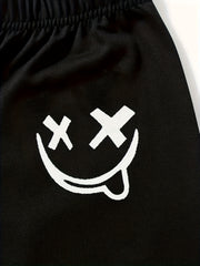 3pcs Boys Smiling Print Active Sweatpants Comfortable Jogger Pants