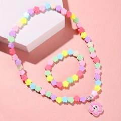 Colorful Acrylic Flower Necklace and Bracelet Jewelry Set