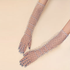 Polka Dot Long Gloves Transparent Decorative Party Prom Gloves Women