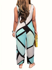 Floral Print Wide Leg Jumpsuit Boho Sleeveless Jumpsuit