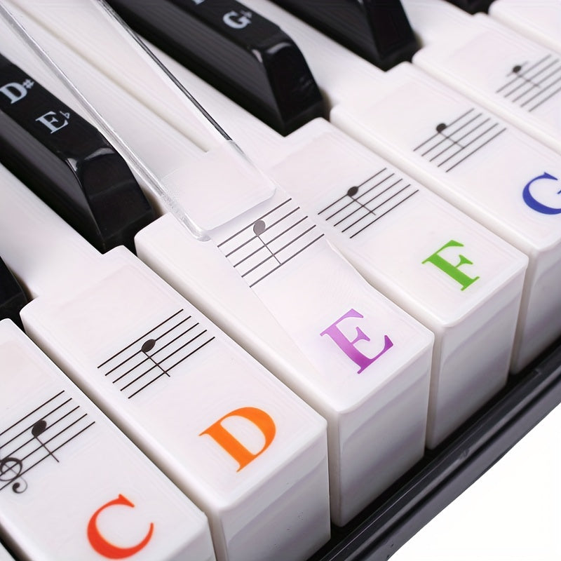 Piano Keyboard Sticker Set w/ Staff Notation & Note Markings - Self Study
