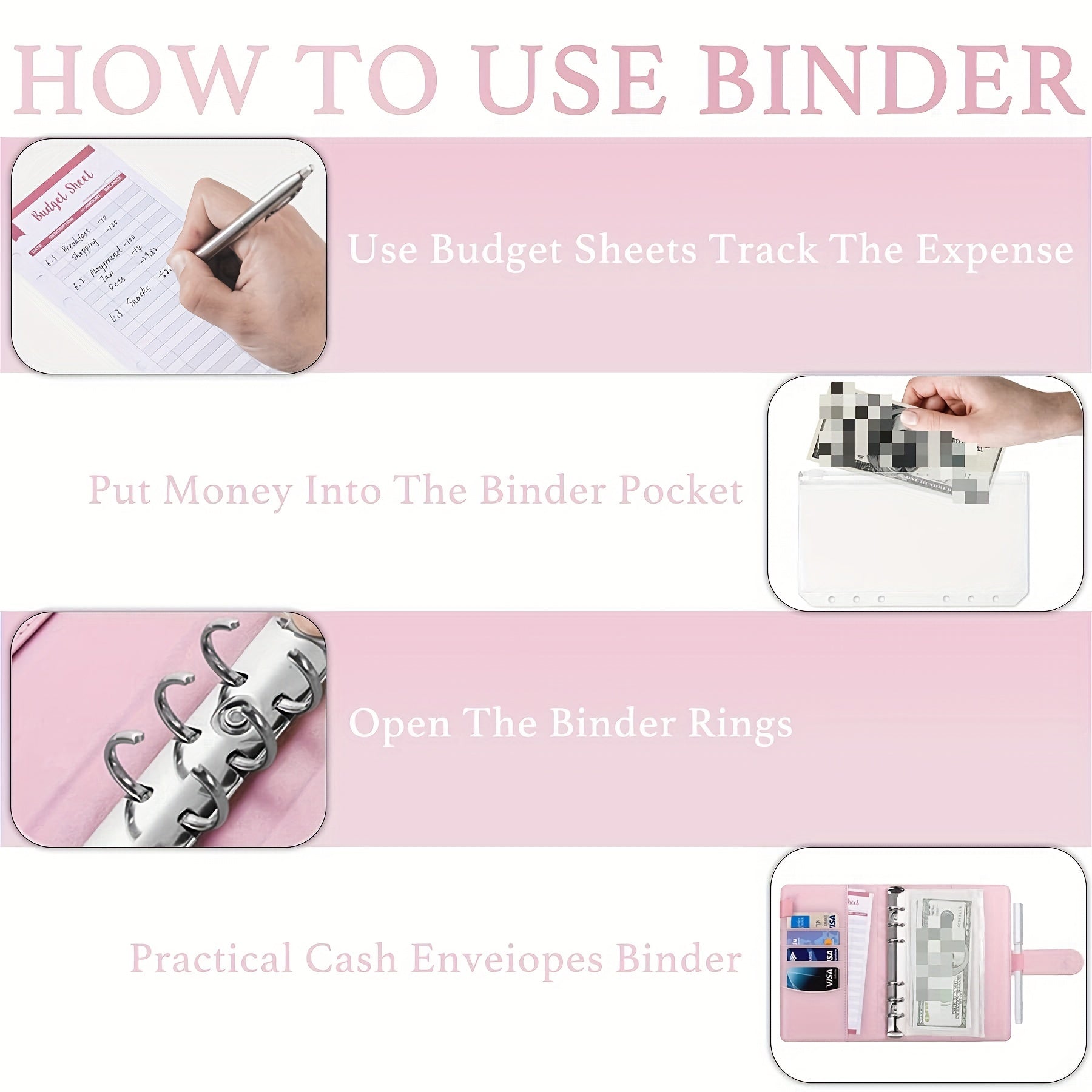 Budget Binder with Zipper Envelopes & Expense Budget Sheets