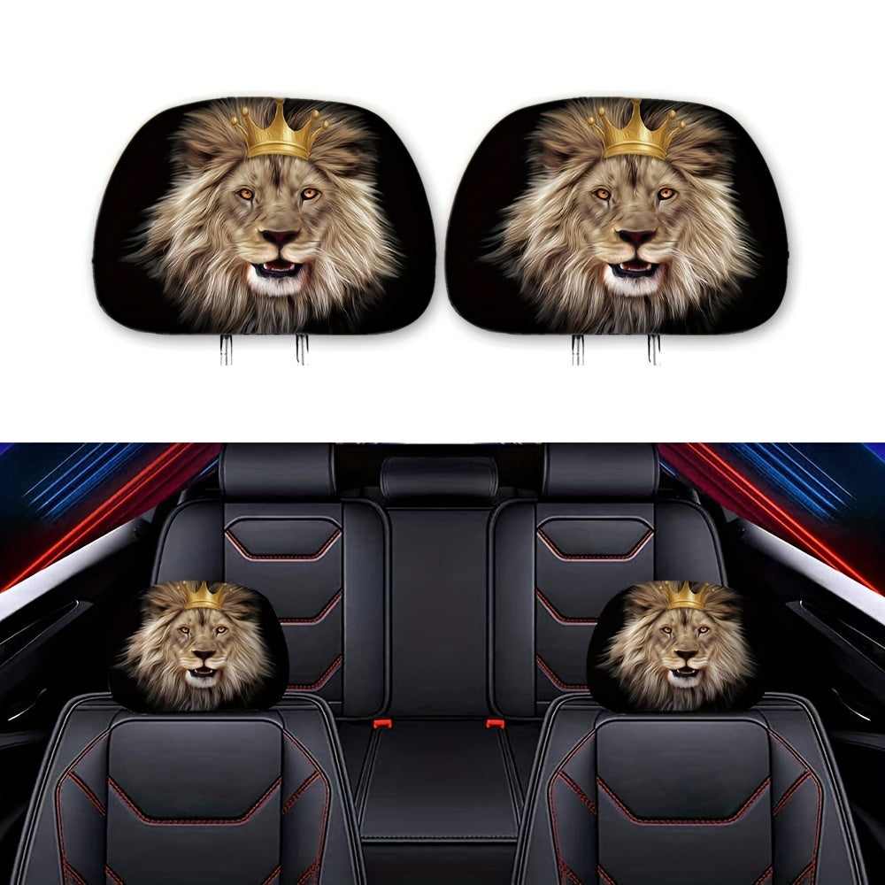 Lion Style Car Headrest Cover Universal Fit Car Interior Accessories