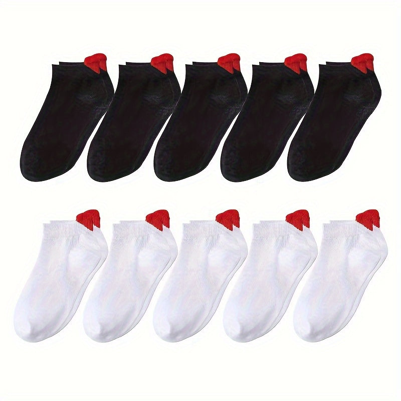 Heart Print Short Socks x10 for Women