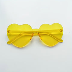 Heart One Piece Sunglasses Rimless Decorative Glasses for Party Beach Club