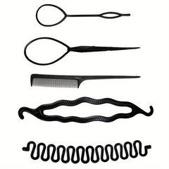 5pcs Hair Braiding Tools Set Styling Accessories DIY Curly Hair Styler Comb Bun