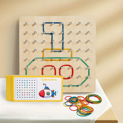 Wooden Geometric Peg Board Set Educational Puzzle Toy for Kids 3-6 Years